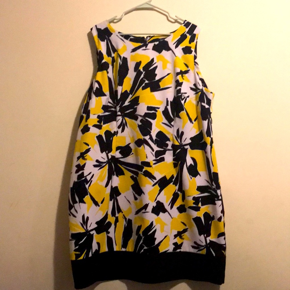 Ronni Nicole Dress, 22W, Black/White and Yellow